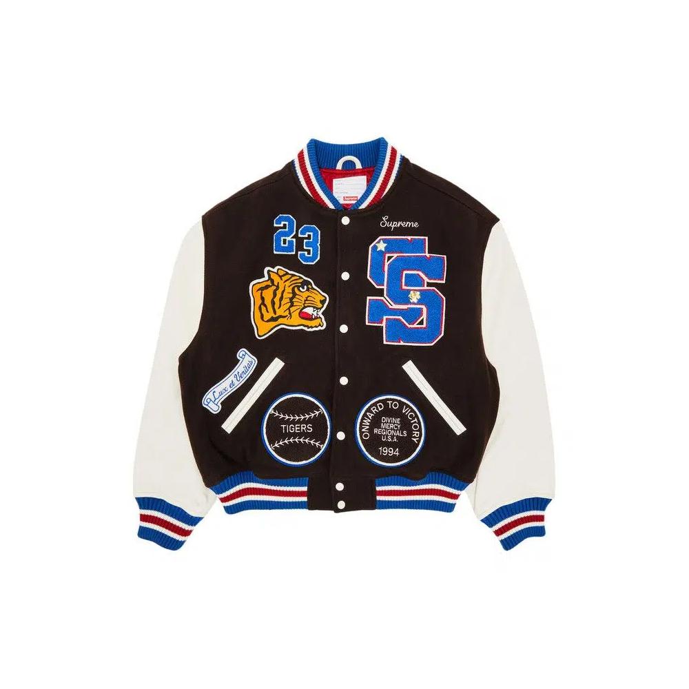 Варсити-куртки Supreme Tiger Varsity Jacket 'Brown' 1