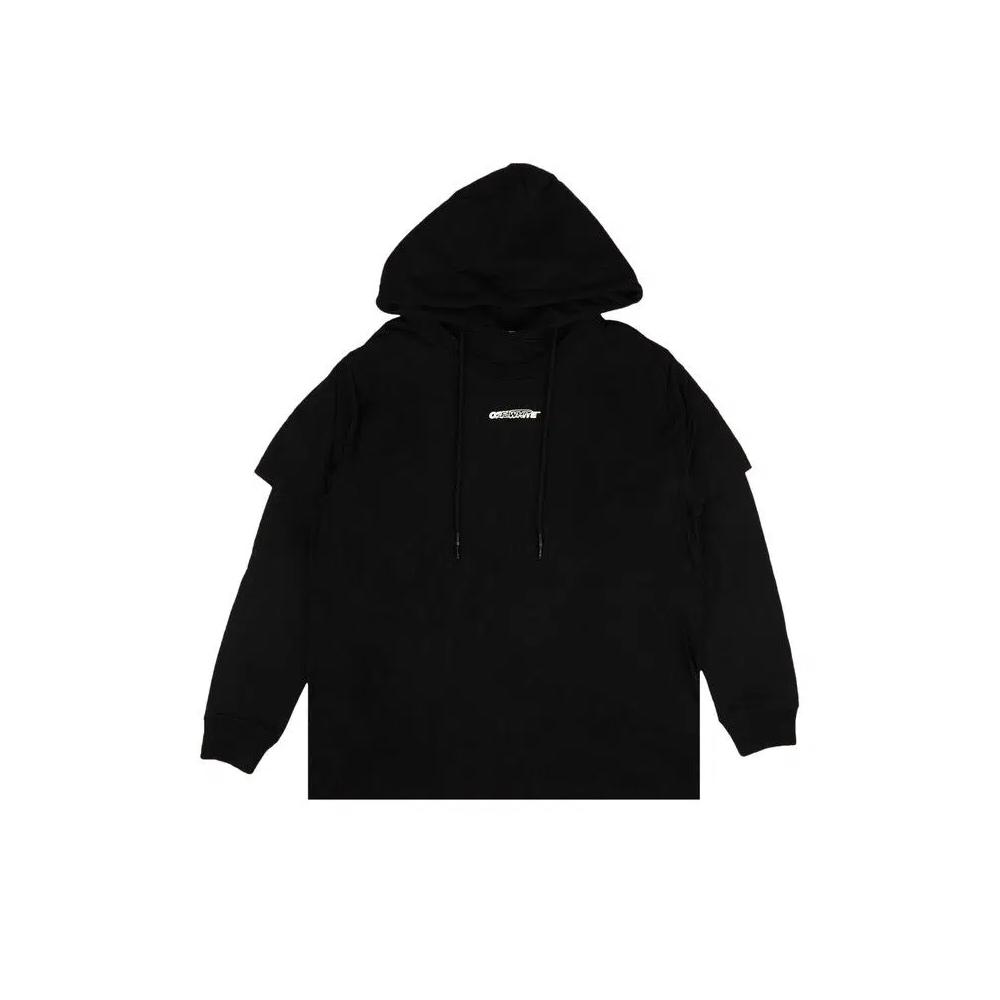 Худи Off-White Barrel Worker Double Tee Hoodie 'Black/White' 1