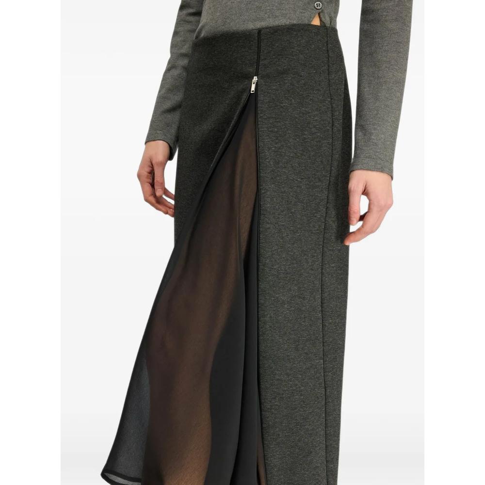 zip-fastening layered midi skirt 5