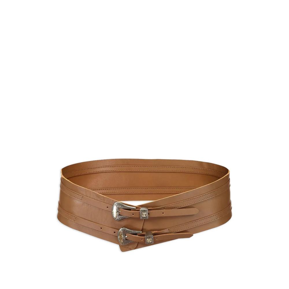 double-buckle leather belt 1