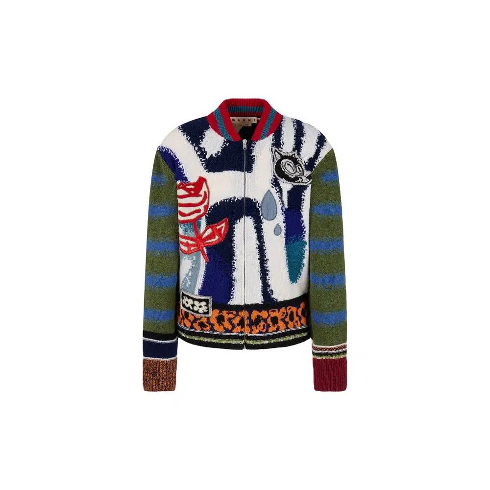 Кардиганы Marni Artist Wool Patch Cardigan 'Ocean' 1