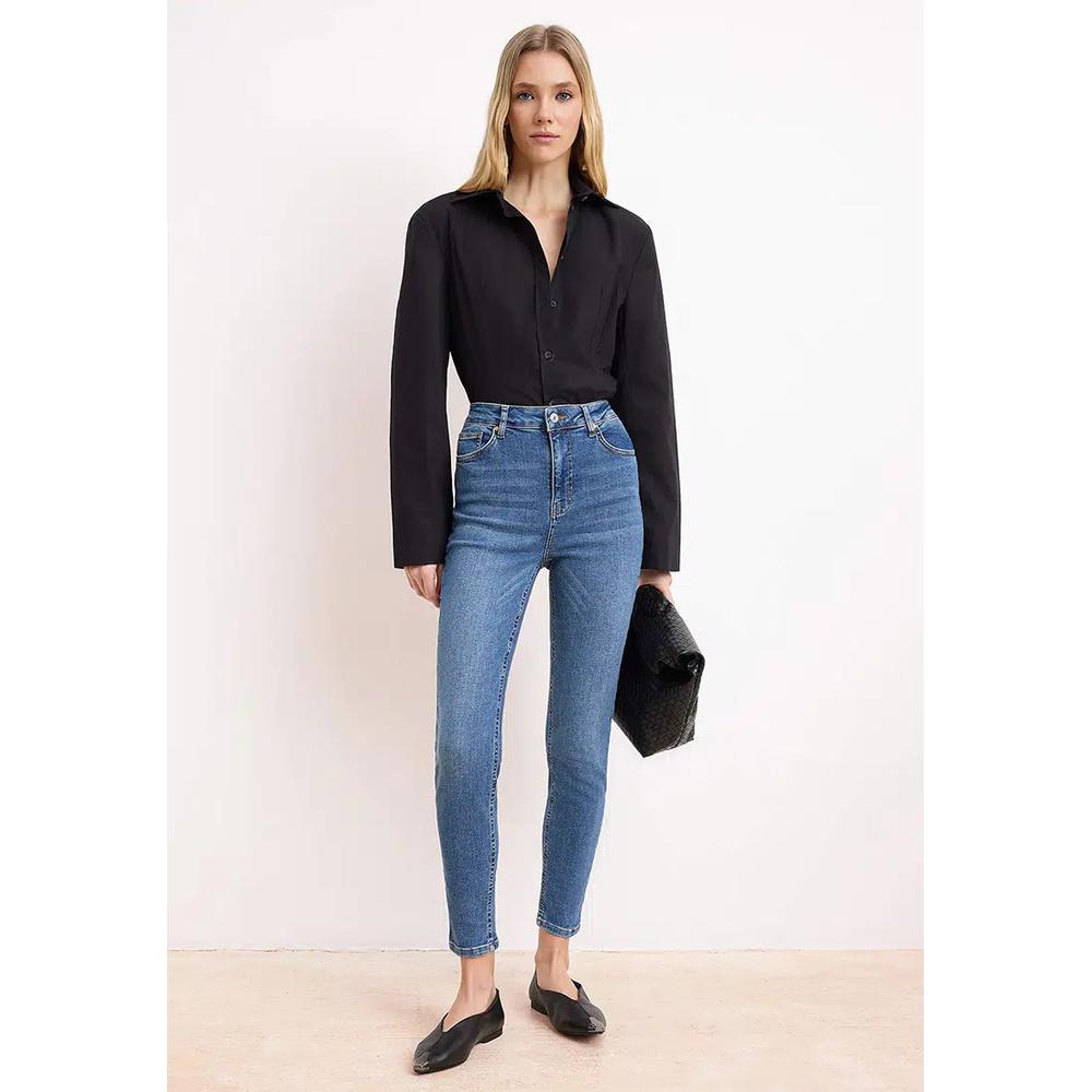 Синий High Waist Extra Flexible Skinny Body-Hugging Jeans Twoss26Je155 3