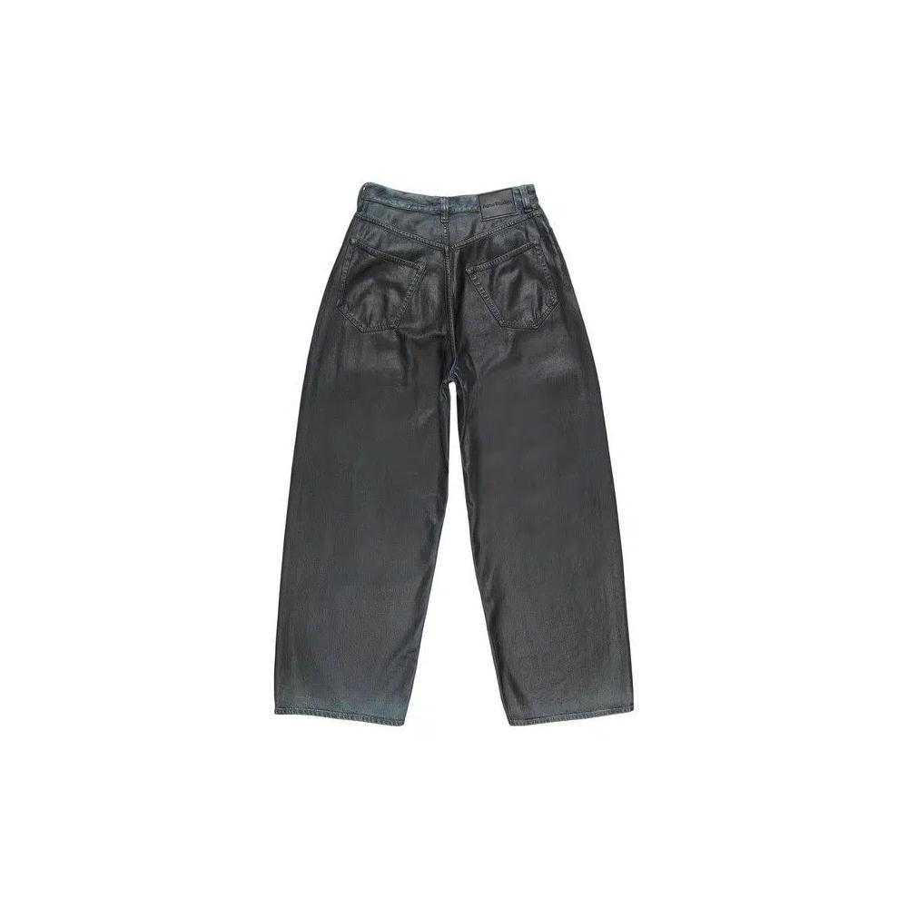 Acne Studios 2023 U Charcoal кожаные свободные джинсы 'Black' 2