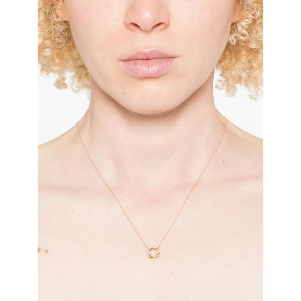 18K yellow gold Letter C diamond necklace 2