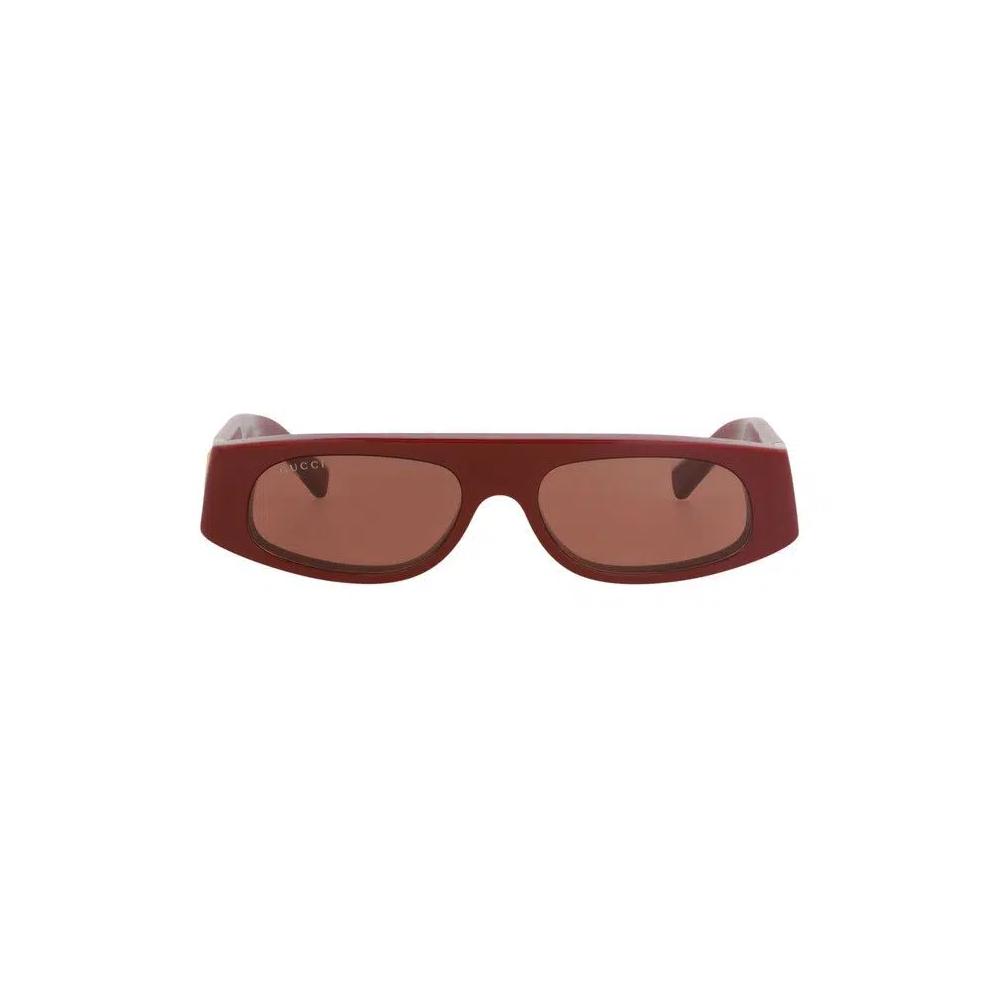 Gucci Солнцезащитные очки с квадратной оправой из переработанного ацетата 'Burgundy/Brown' 1