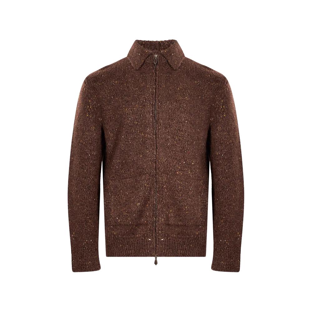 zip-up flecked sweater 1