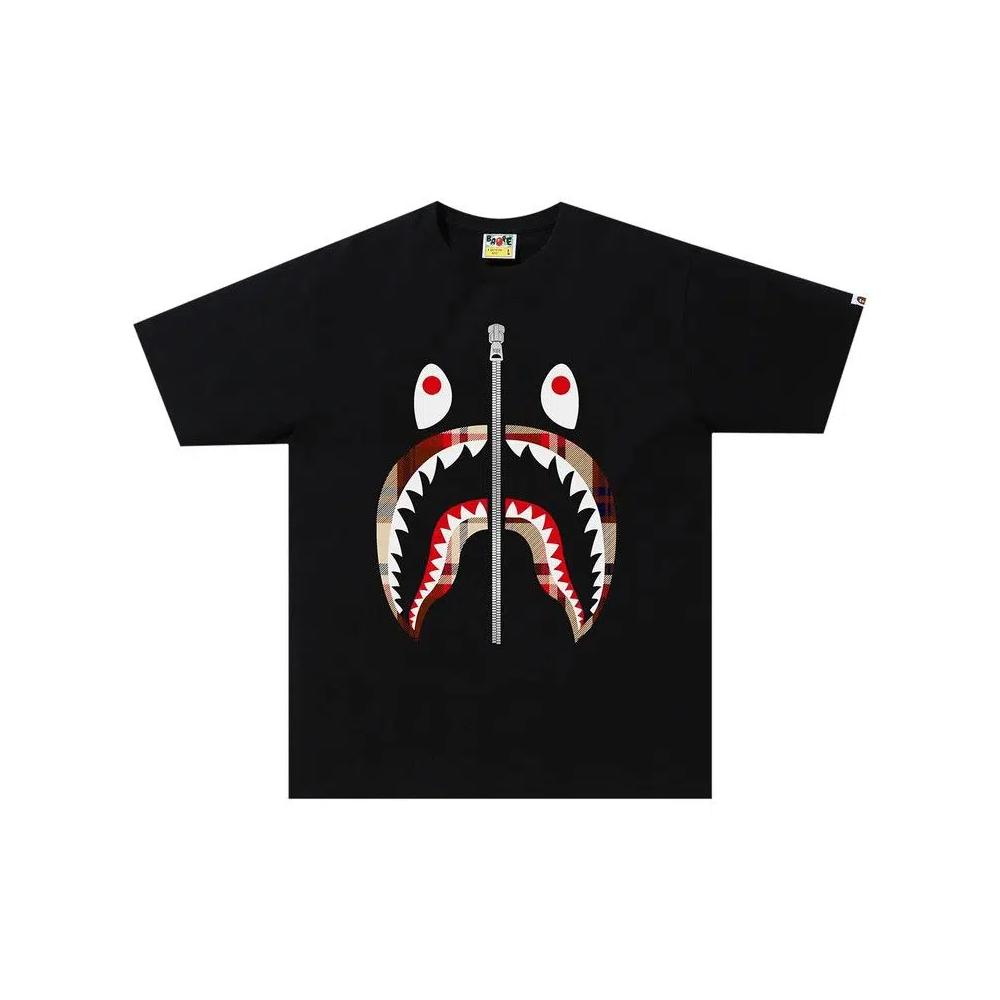 Футболки BAPE Check Shark Tee 'Black/Red' 1
