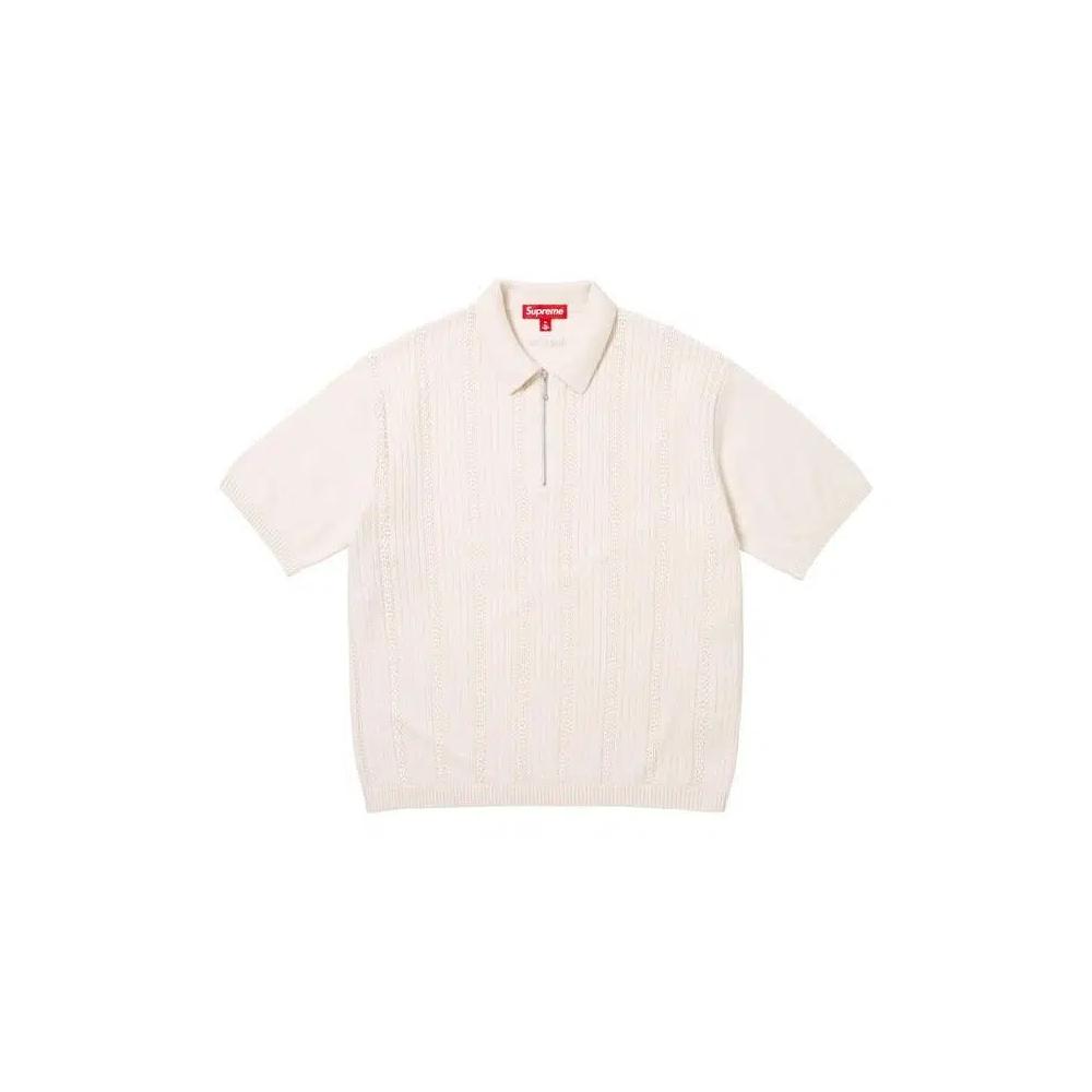 Свитера Supreme Beaded Zip Short-Sleeve Polo Sweater 'Кремовый' 1