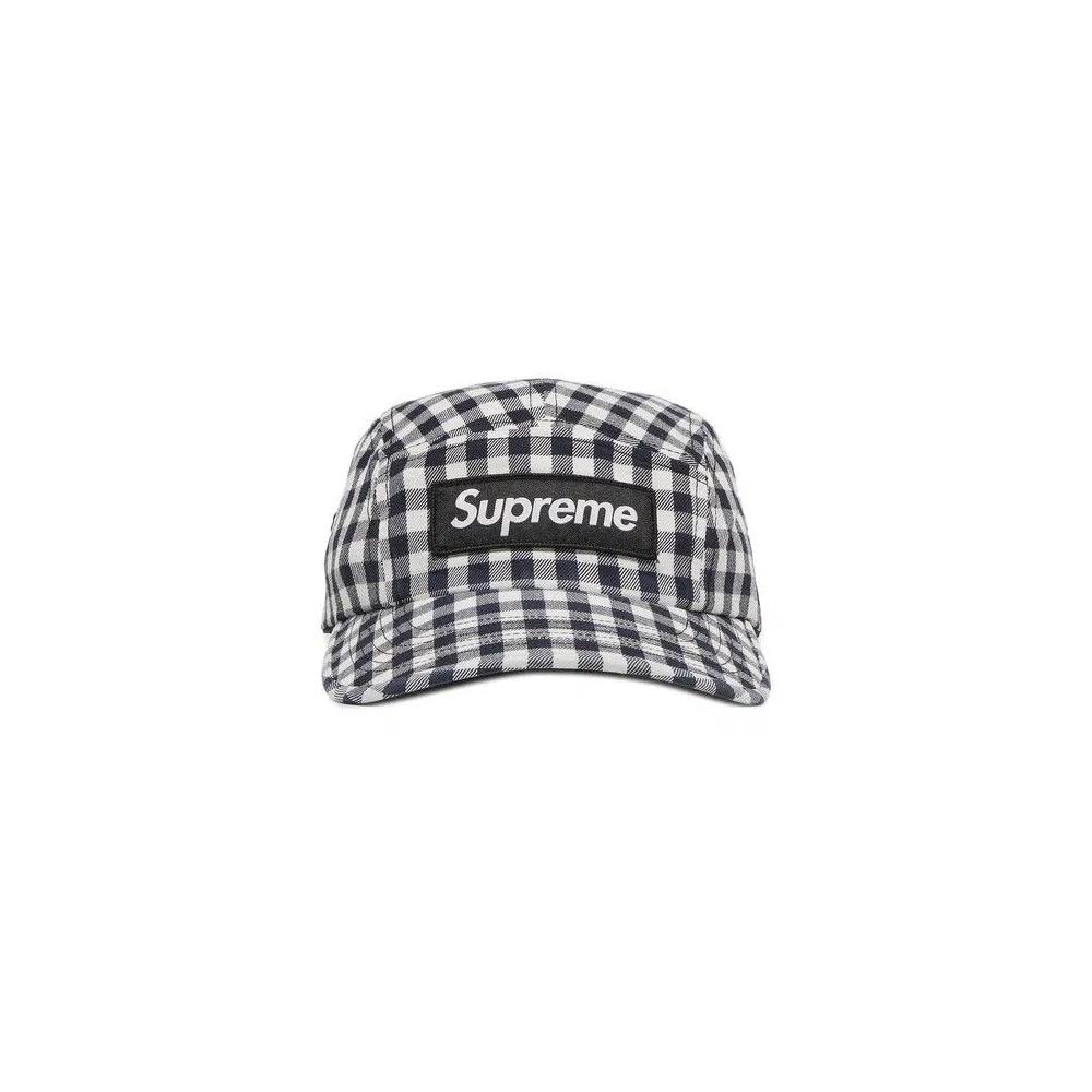 Кепки Supreme Gingham Camp Cap «Черный» 1