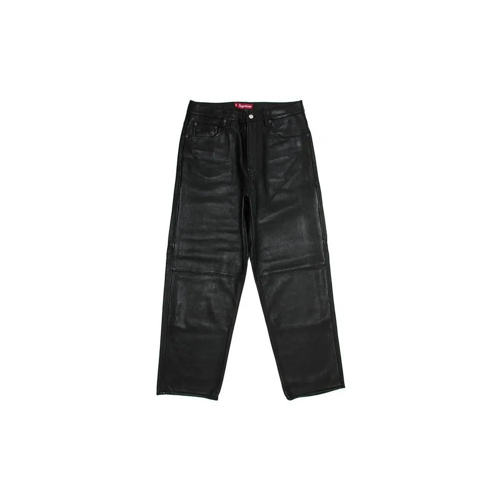 Джинсы Supreme Leather Baggy 5-Pocket 'Черный' 1