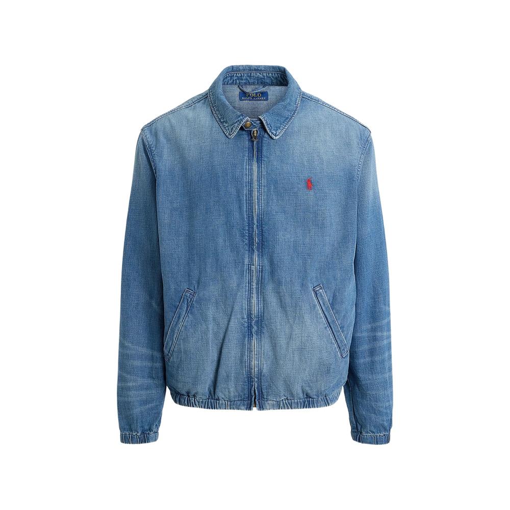 logo-embroidered denim jacket 1