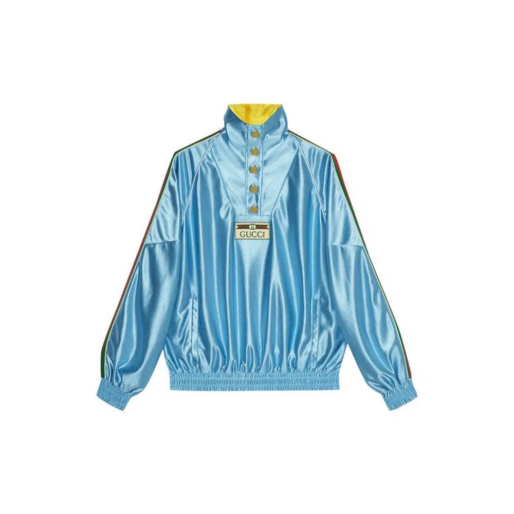 Свитшоты Gucci Shiny Jersey Sweatshirt With Web 'Azure' 1