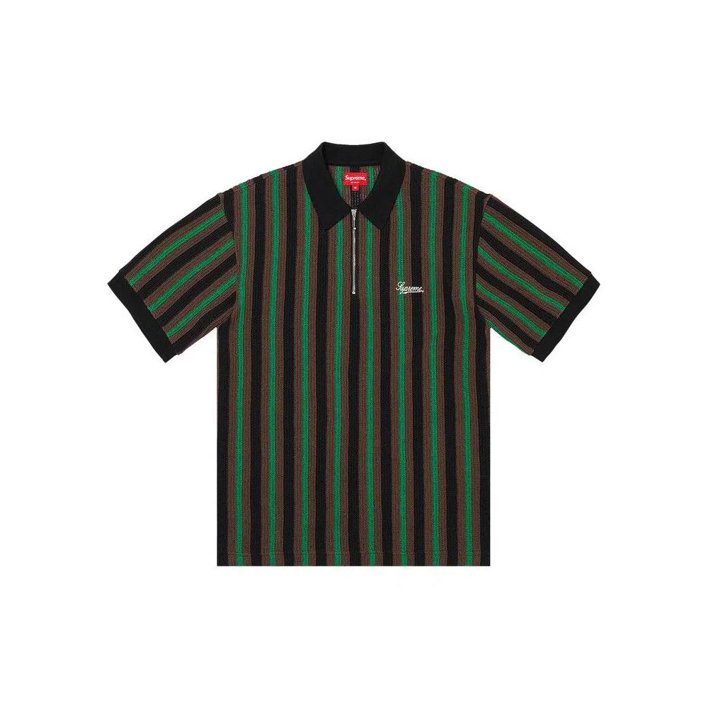 Поло Polos Supreme Open Knit Stripe Zip Polo 'Черный' 1