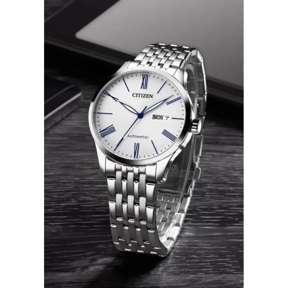 Citizen Classic Mechanical Series автоматические часы с белым текстурированным циферблатом и стальным браслетом NH8350-59BB 4