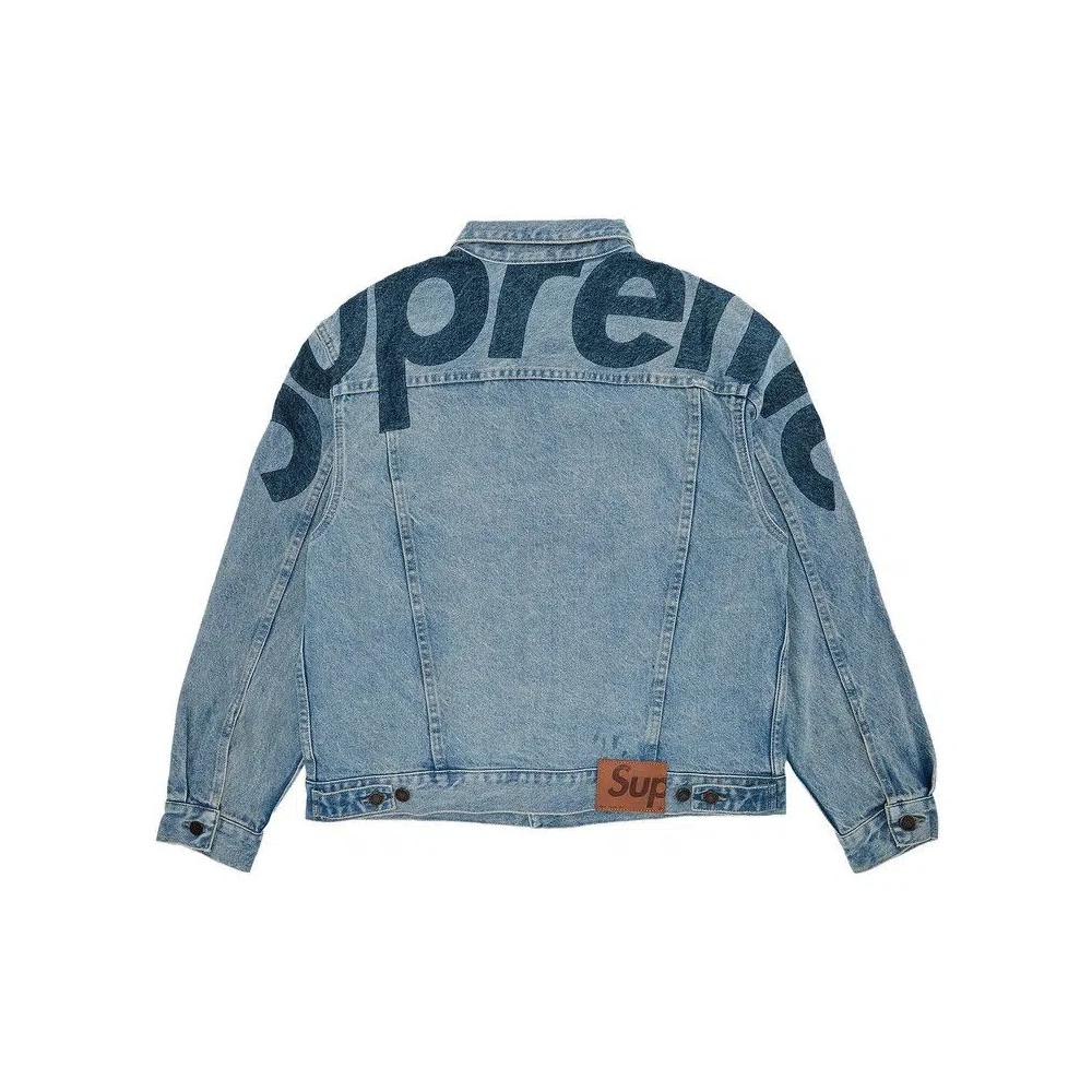 Джинсовые куртки Supreme Inset Logo Denim Trucker Jacket «Washed Blue» 2
