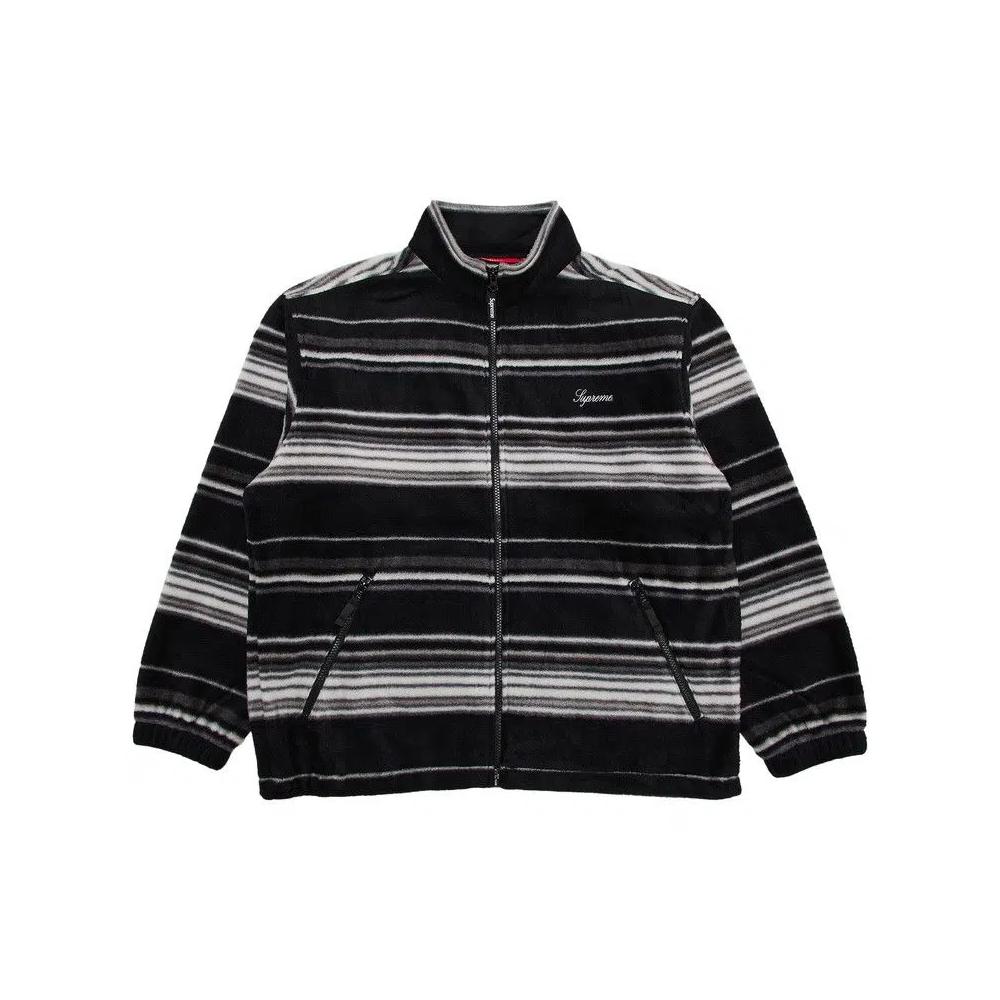 Флисовые куртки Supreme Stripe Zip Up Fleece Jacket 'Black' 1