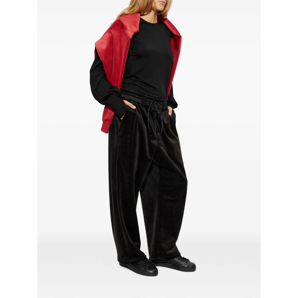 velvet drawstring-waist trousers 2