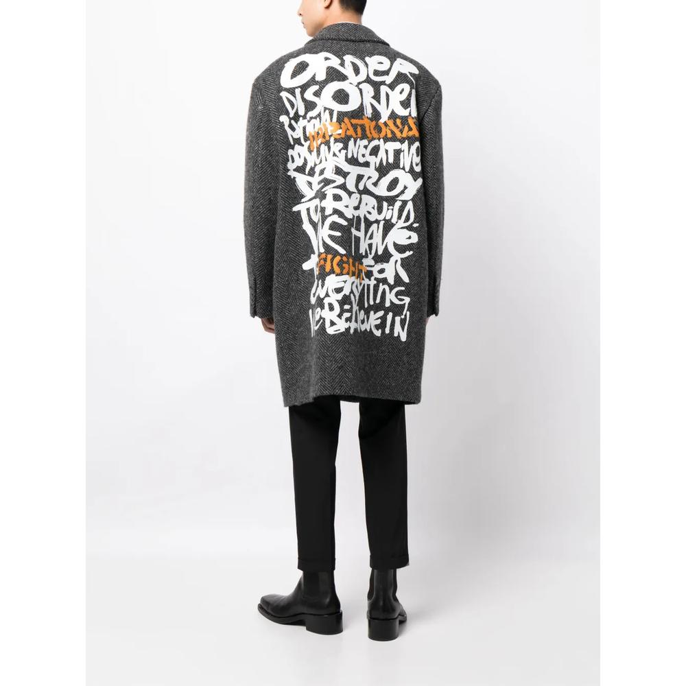 slogan-print wool peacoat 2