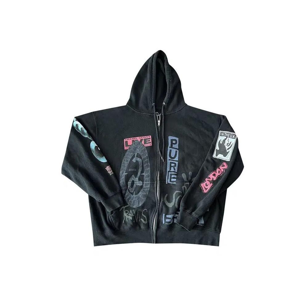 Толстовки Cactus Jack by Travis Scott O2 Live Full Zip Hoodie 'Black' 1