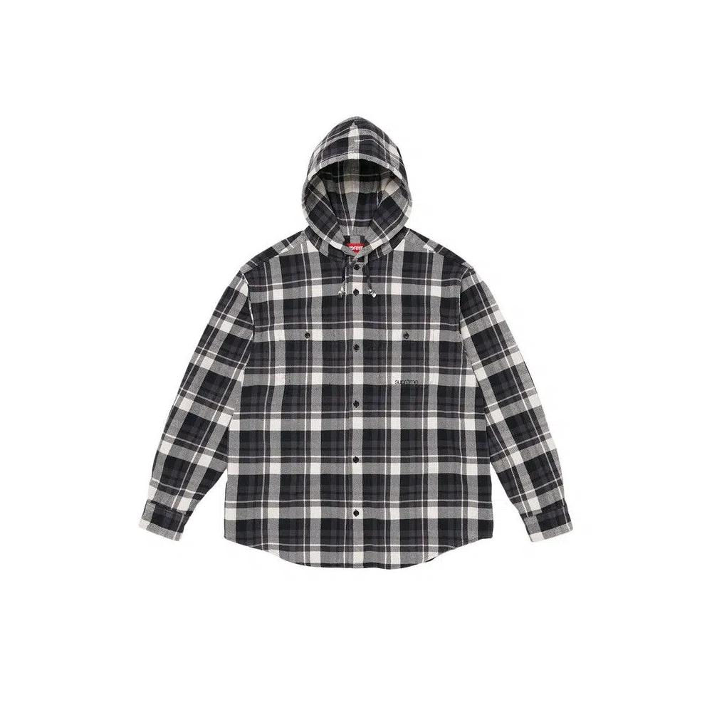 Фланелевые рубашки Supreme Hooded Flannel Shirt 'Black' 1