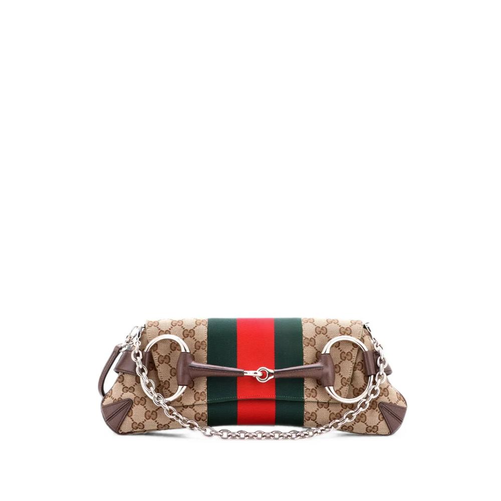 Маленькая сумка на плечо Horsebit NM Web Chain Clutch GG Canvas 1
