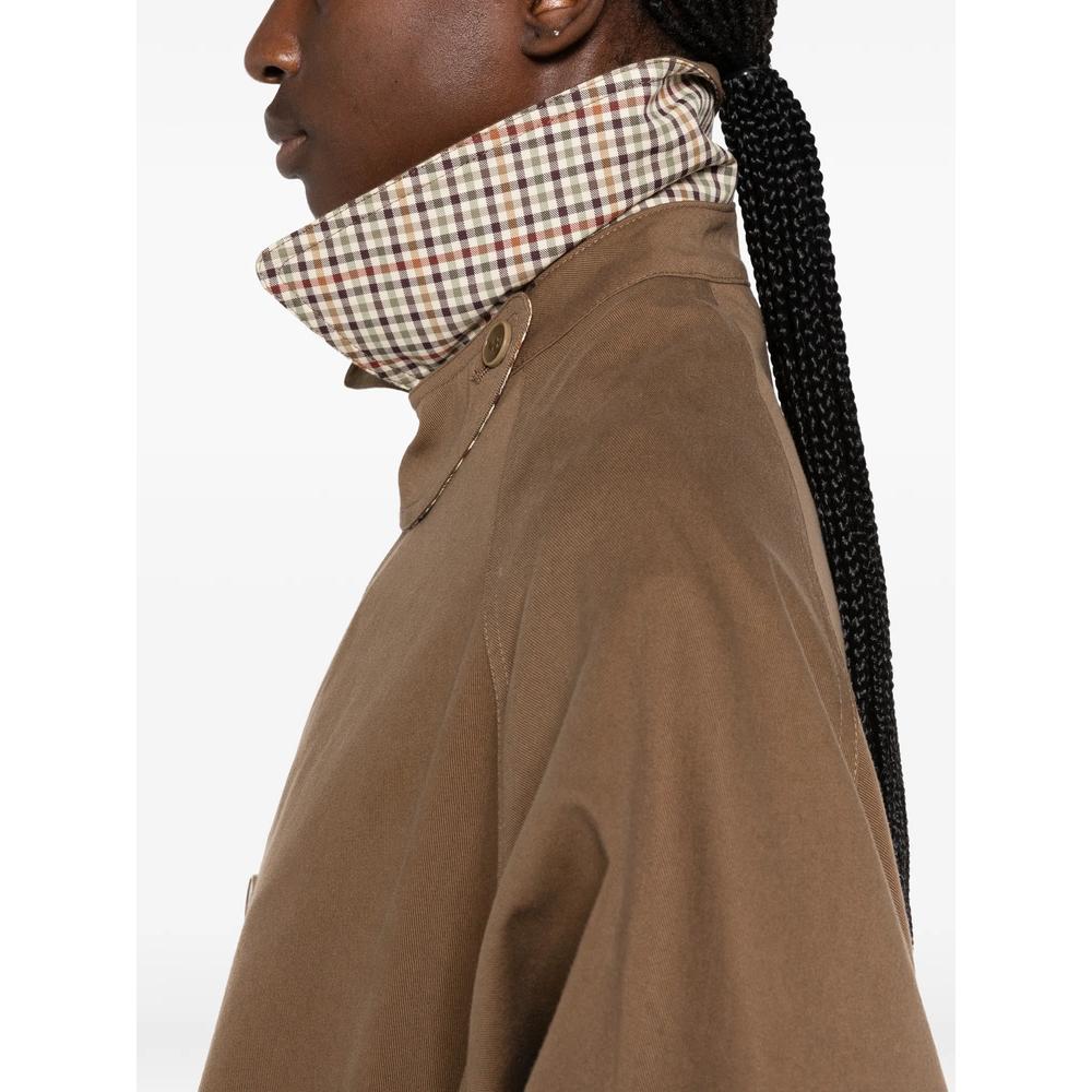 gingham-collar raglan-sleeve coat 5