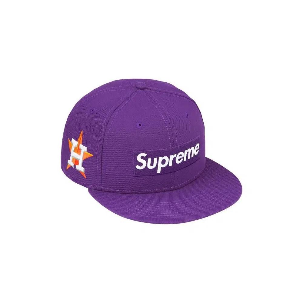 Кепки Supreme x MLB Teams Box Logo New Era «Пурпурный Хьюстон Астрос» 1