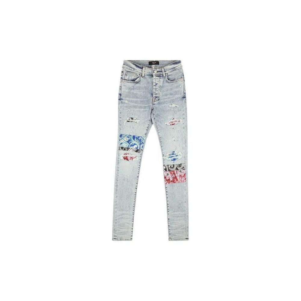 Amiri Pajama Art Patch Skinny Jeans 'Синий' 1