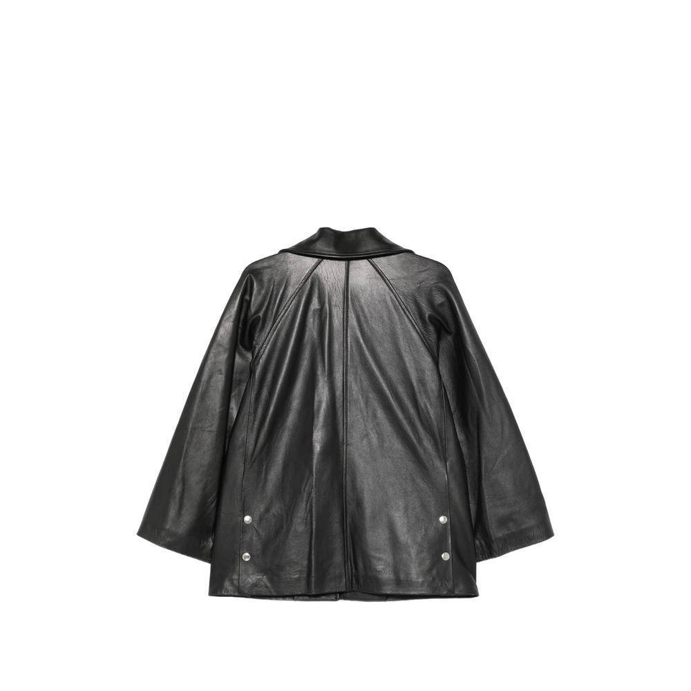 leather raglan-sleeve coat 2