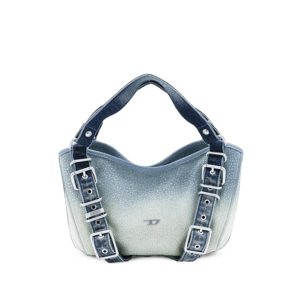 D-One-small top-handle bag in crystal-solarised denim 1