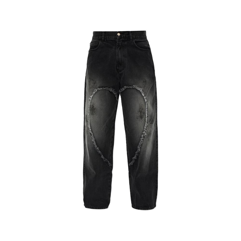 heart-motif frayed jeans 1