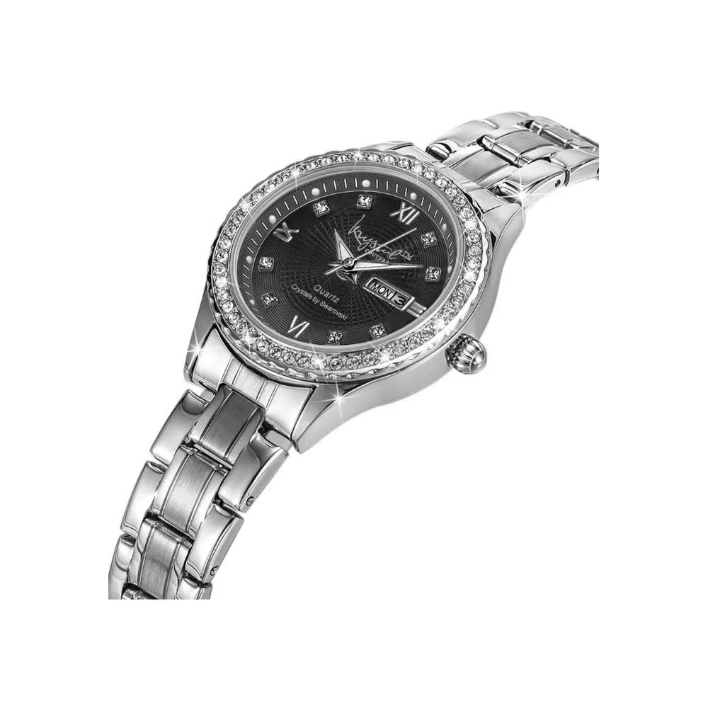Блестящие белое золото на черном часы, украшенные кристаллами SWAROVSKI® 2