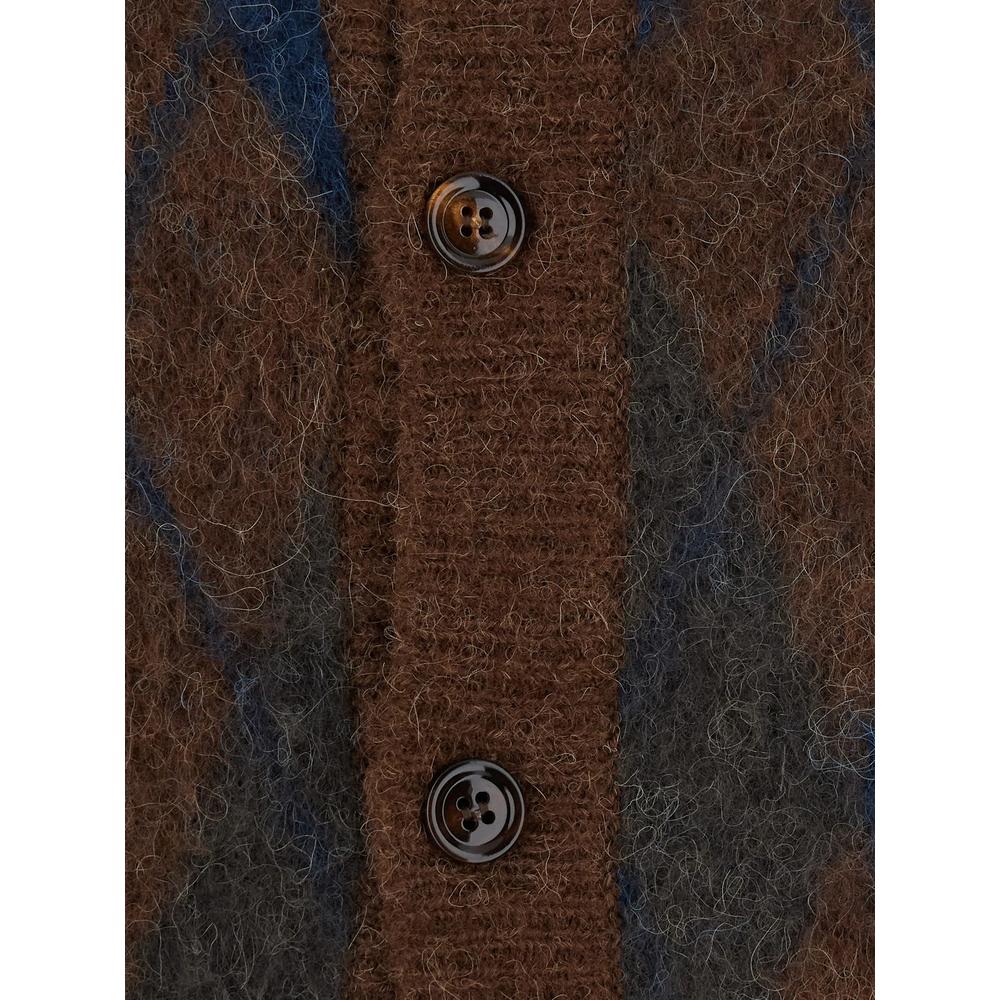 argyle-intarsia crew-neck cardigan 3