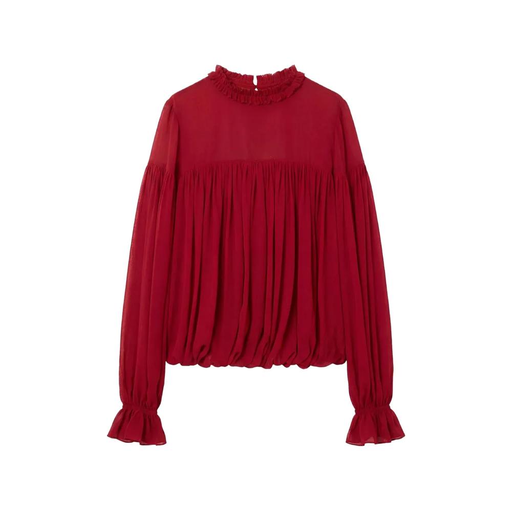 Pearl ruffled silk blouse 1