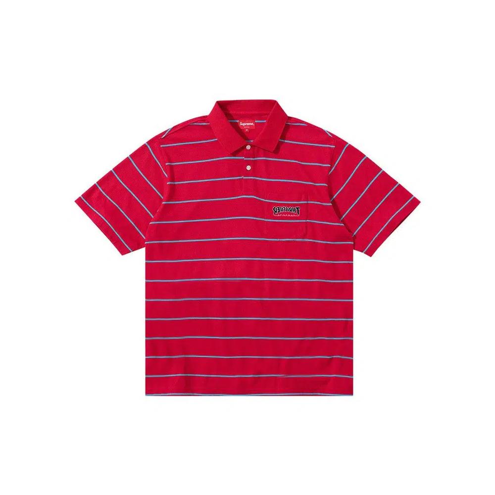 Polos Supreme x Thrasher Stripe Polo 'Красный' 1