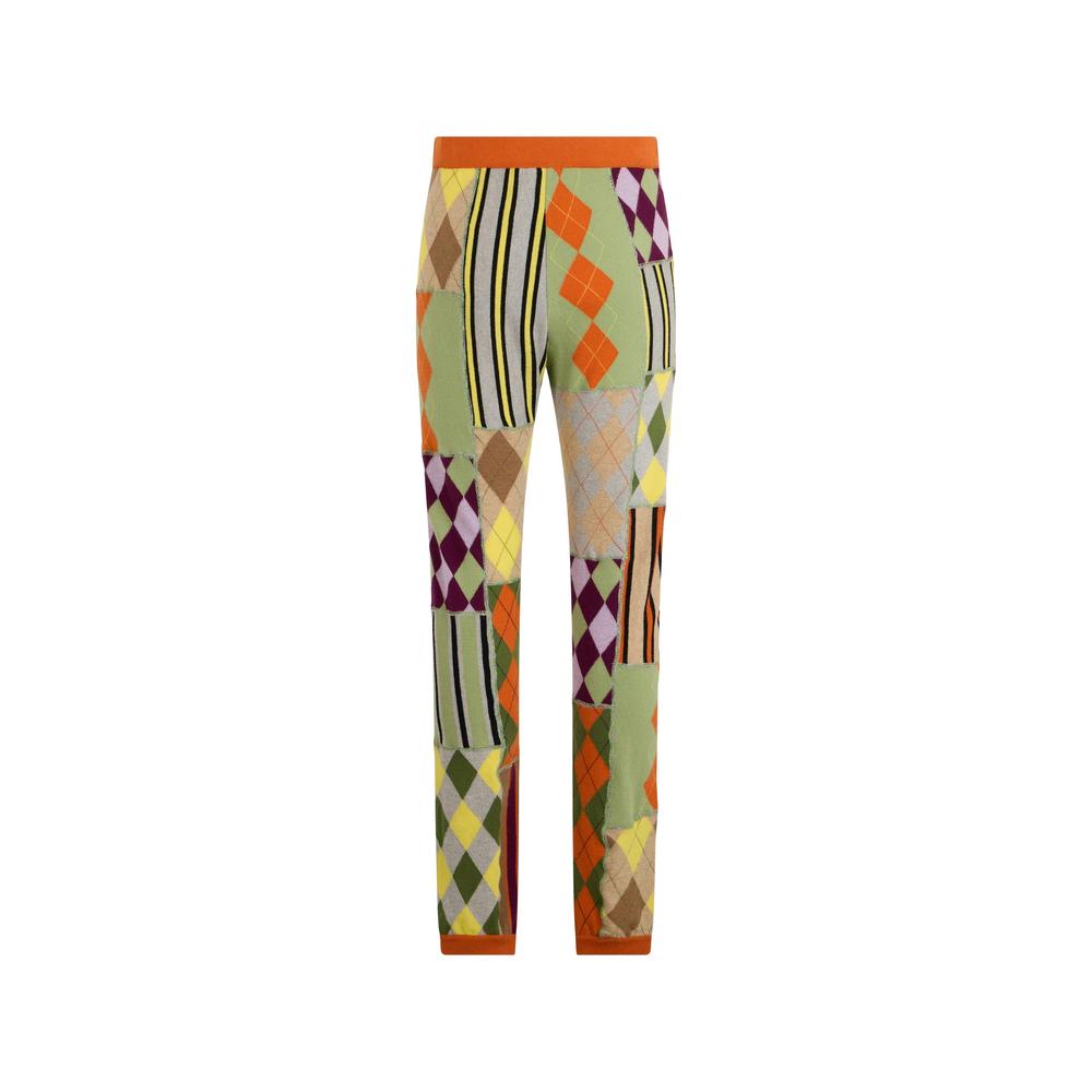 patchwork intarsia-knit trousers 2
