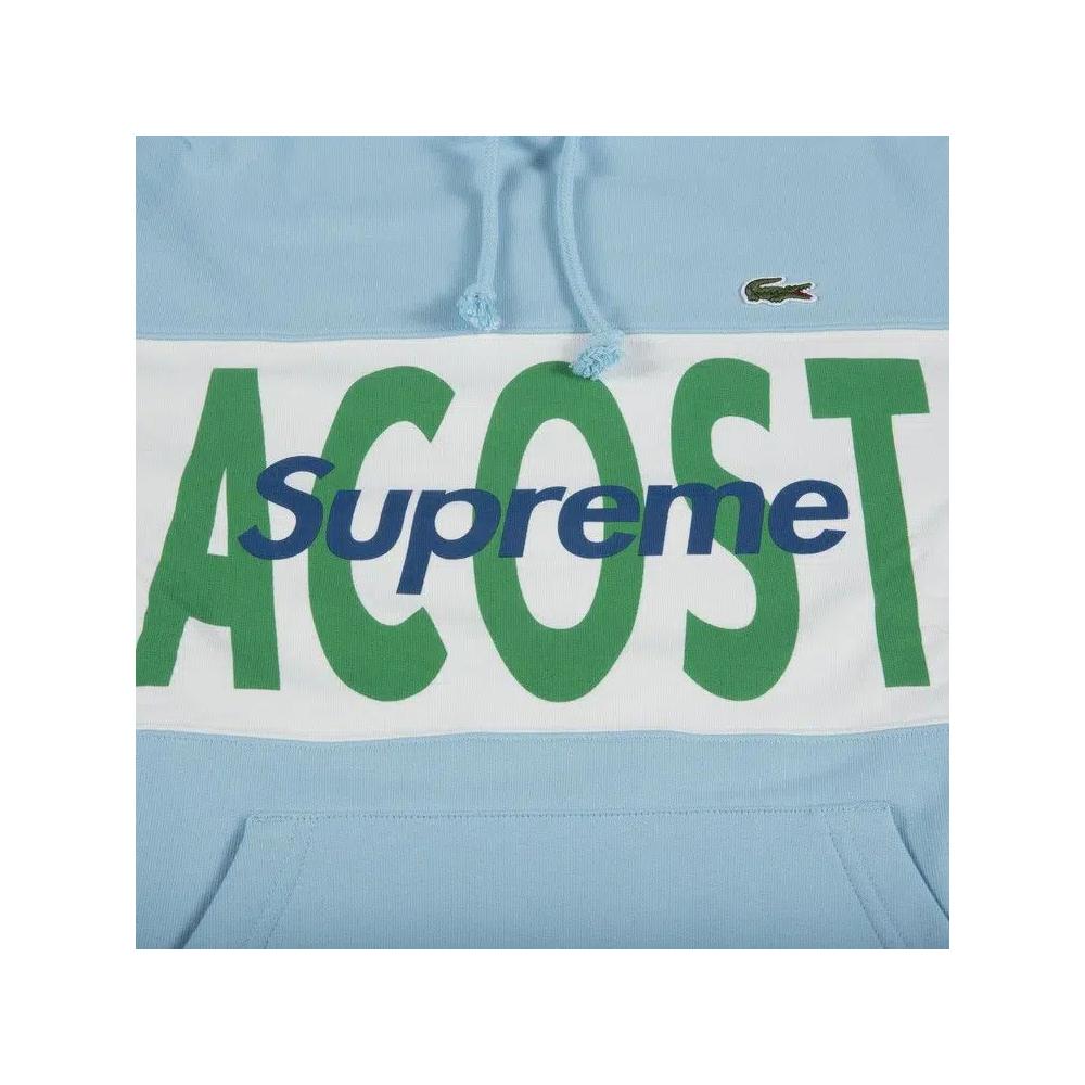 Худи Supreme x Lacoste Logo Panel Hooded Sweatshirt «Light Blue» 2