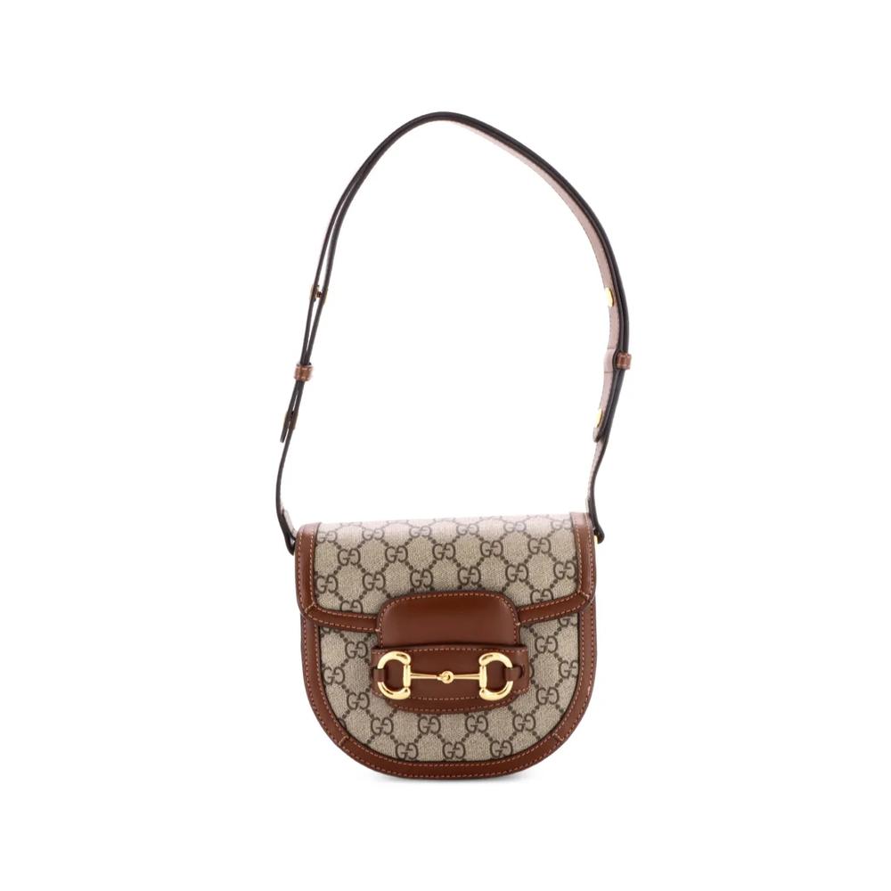 Мини-сумка через плечо Horsebit 1955 Rounded Shoulder Bag GG Coated Canvas and Leather 1