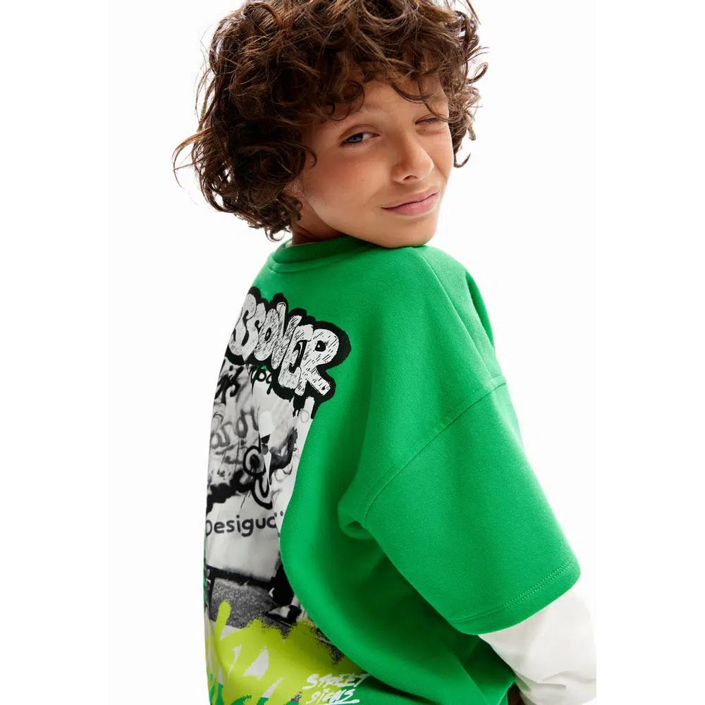 Desigual Мальчик Граффити двойная футболка. 4