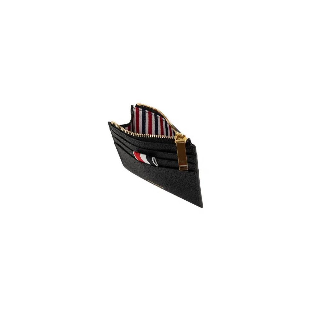 Держатели карт Thom Browne Zip Top Card Holder из мягкой зернистой кожи «Черный» 3