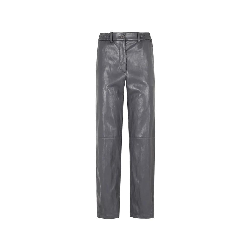 elasticated-waistband faux-leather trousers 1