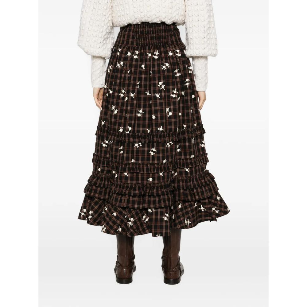 check-pattern ruffled midi skirt 4