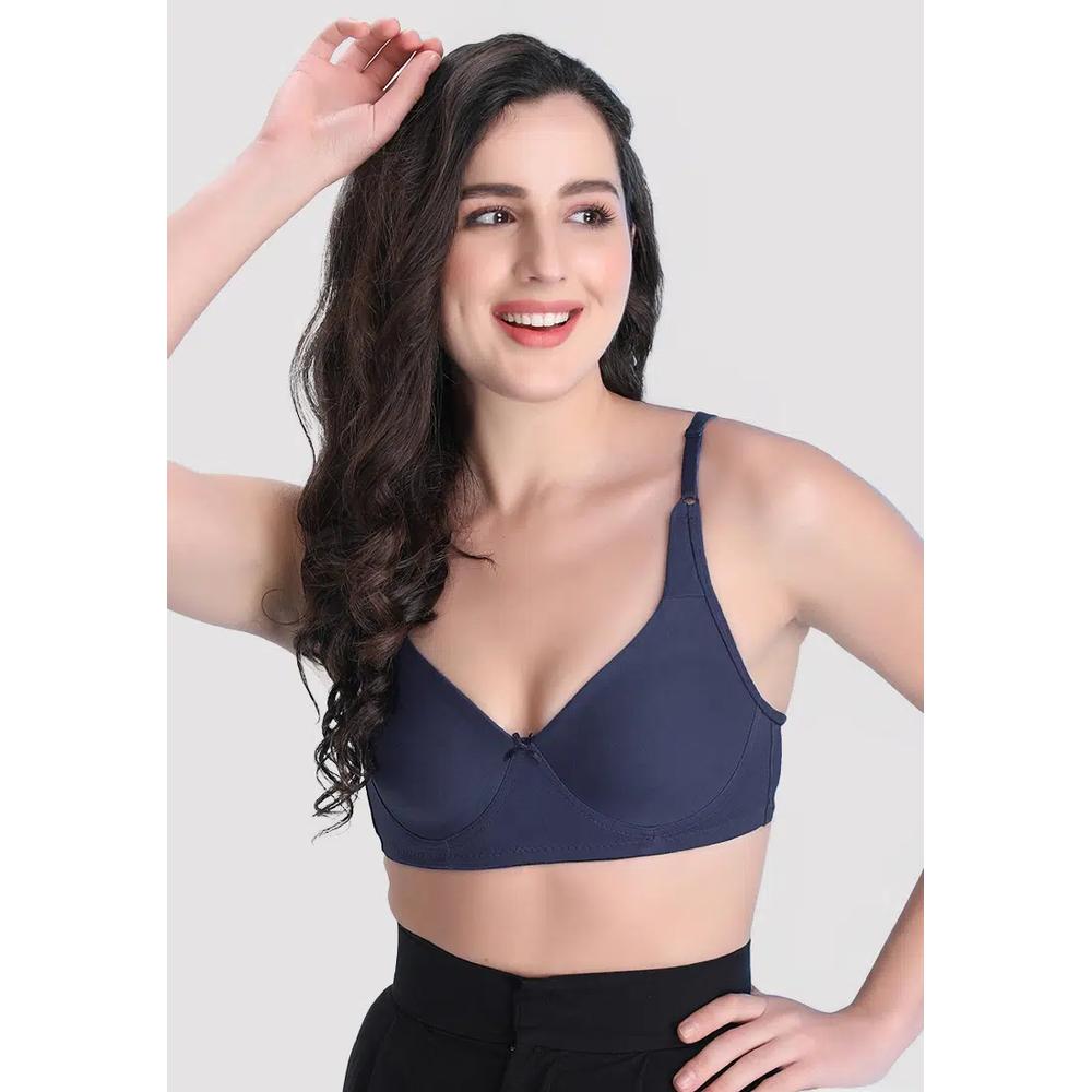 Бюстгальтер Non-Padded Non-Wired Full Coverage с двойными слоями чашек, темно-синий, с высоким содержанием хлопка 1