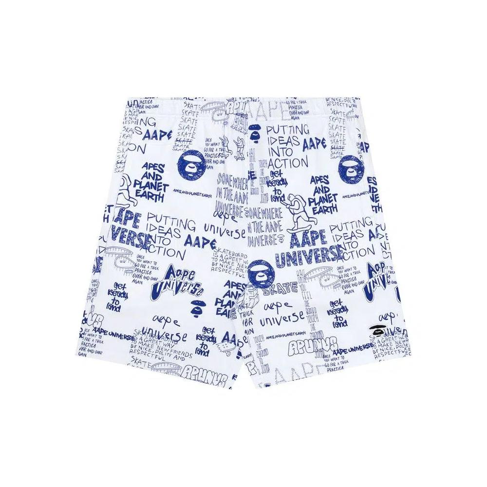 Шорты AAPE Sweat Shorts 'White/Blue' 1