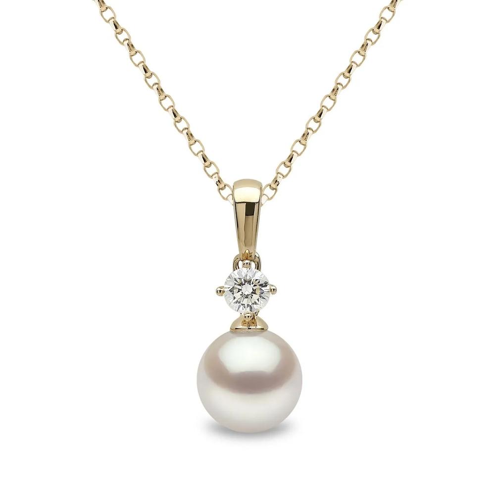 Колье Classic Akoya из желтого золота с жемчугом и бриллиантами 1