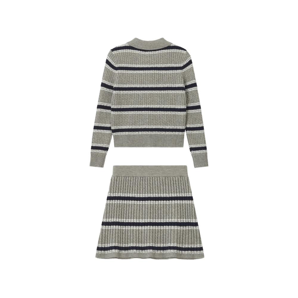 cable-knit striped cardigan and mini skirt set 2