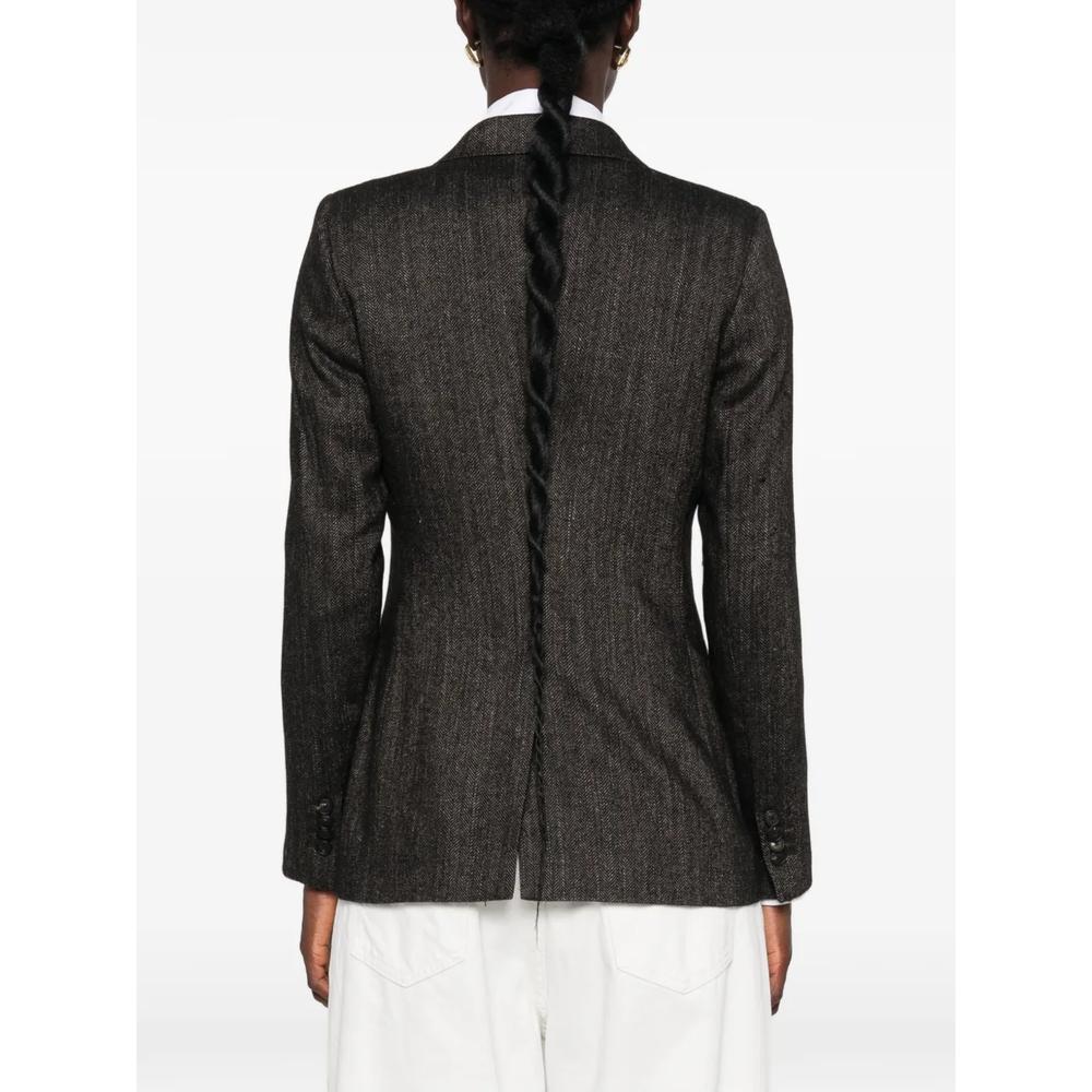herringbone-pattern single-breasted jacket 4