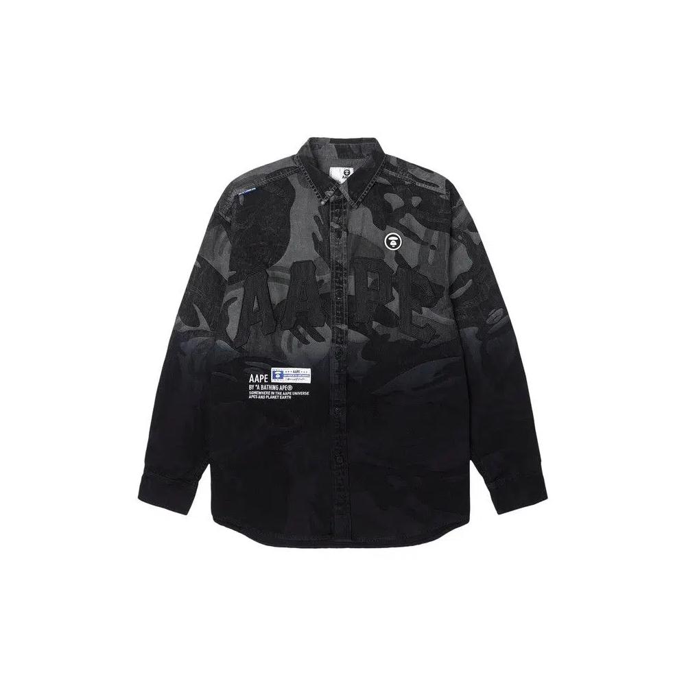 Рубашки и топы AAPE Moonface Patch Gradient Camo Shirt 'Black' 1