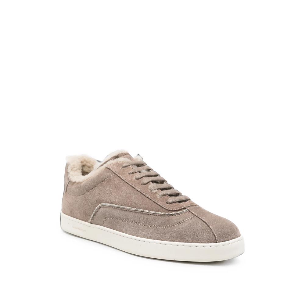 shearling-trim suede sneakers 2