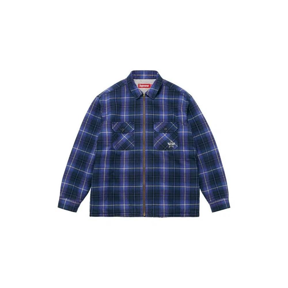 Фланелевая рубашка Flannels Supreme Thermal Lined Zip Up Flannel Shirt 'Blue' 1